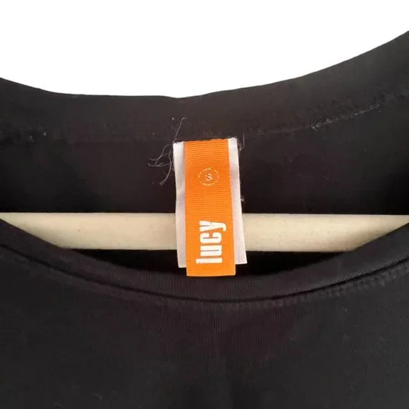 Women's Lucy Yoga Black 3/4 Length Sleeve Stretch T-Shirt Size Small - Picture 4 of 4
